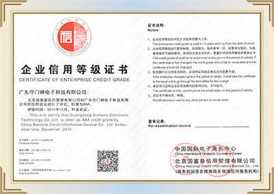 Corporate credit rating certificate